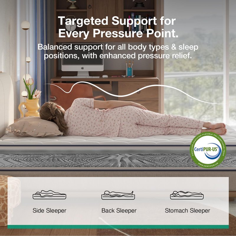 Novilla 6 Inch Twin Mattress,Bonnell Spring Hybrid Mattresses for Spine Support & Cooling Comfort - Twin Bed Mattress,Adaptive Foam Layer with Medium Firm- CertiPUR-US Certified for Youth/Guest Rooms