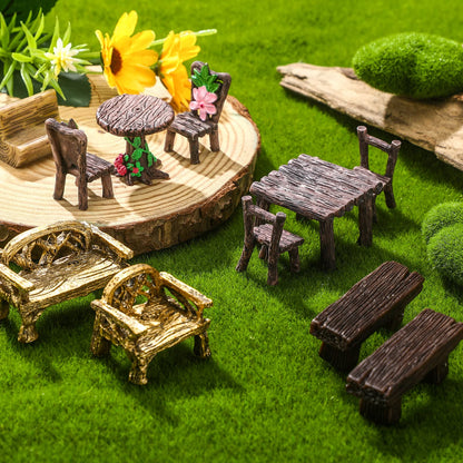 BBTO 24 Pcs Garden Furniture Fairy Mini Architecture Accessories Fairy Miniature Ornaments Artificial Grass and Moss Rocks Kit for Garden House Accessories