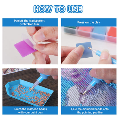 LYMUSUMI 180 Pcs Diamond Painting Glue Clay DIY Wax Set for 5D Diamond Art Accessories Tools with 4 Storage Box