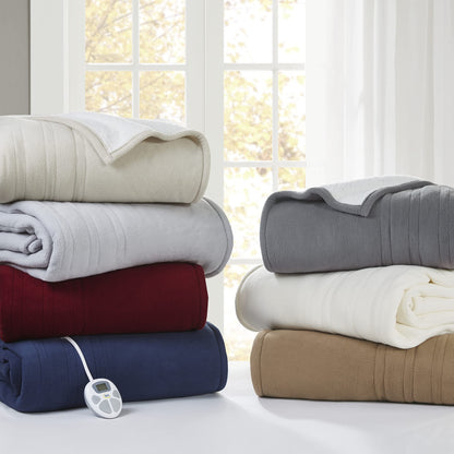 Serta Heated Blanket - Reversible Fleece to Sherpa Electric Blanket, Fast Heating, Auto Shut Off Timer, Multi Heat Setting, ETL Certified, Machine Washable, Grey Full 84"x 77"