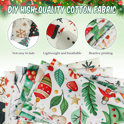 Tatuo 30 Pcs 10 x 10 Inches Christmas Cotton Fabric Bundle Squares Patchwork Floral Fabric Sewing Quilting Bundles Assorted Pattern Cloth for DIY Scrapbook Craft Making