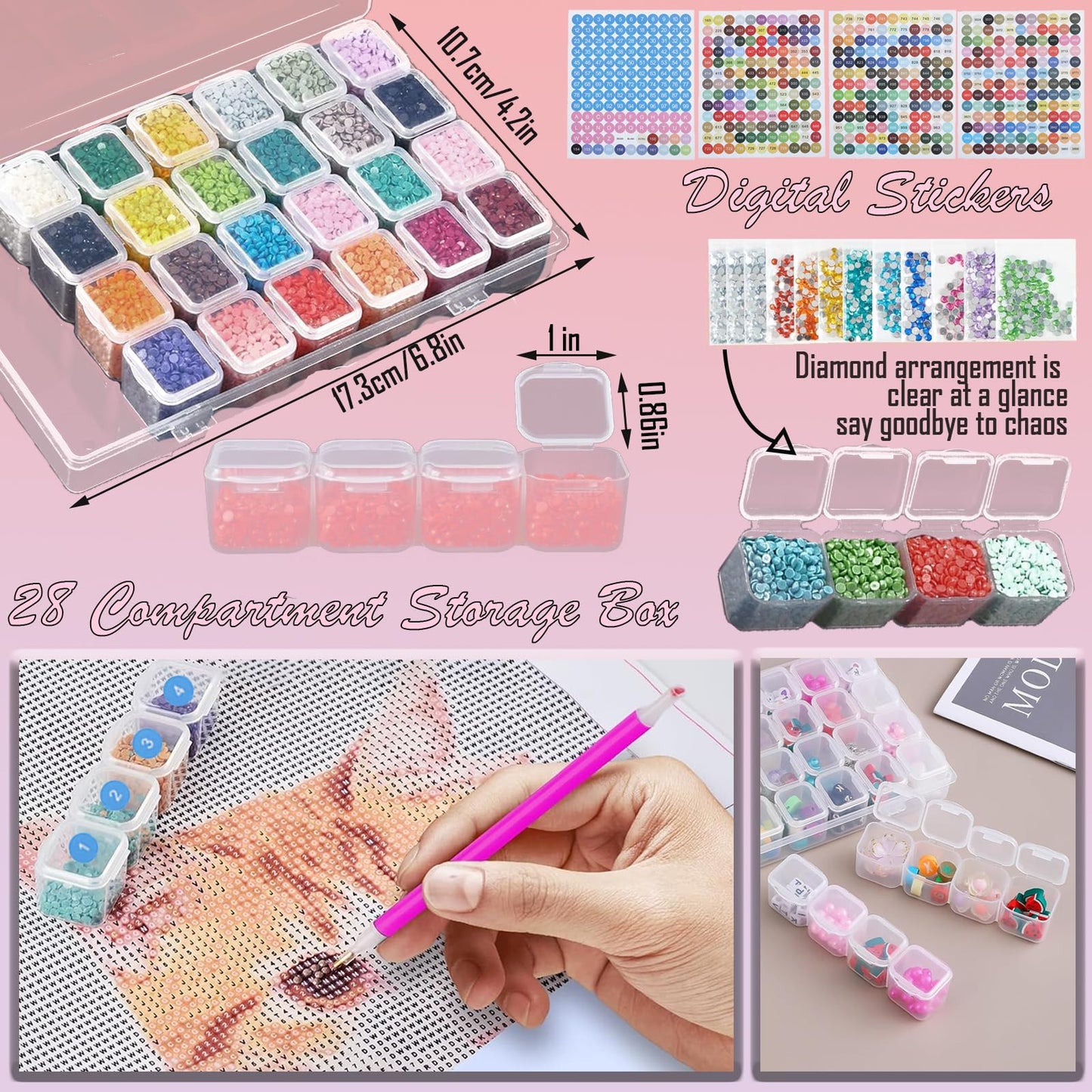 NLXCXUCY 158Pcs Diamond Art Accessories Kit All Inclusive Diamond Painting Tool Set with A4 Diamond Painting Light Pad,Diamond Art Sealer Glue,Diamond Correction,Pens Storage Box for DIY Craft