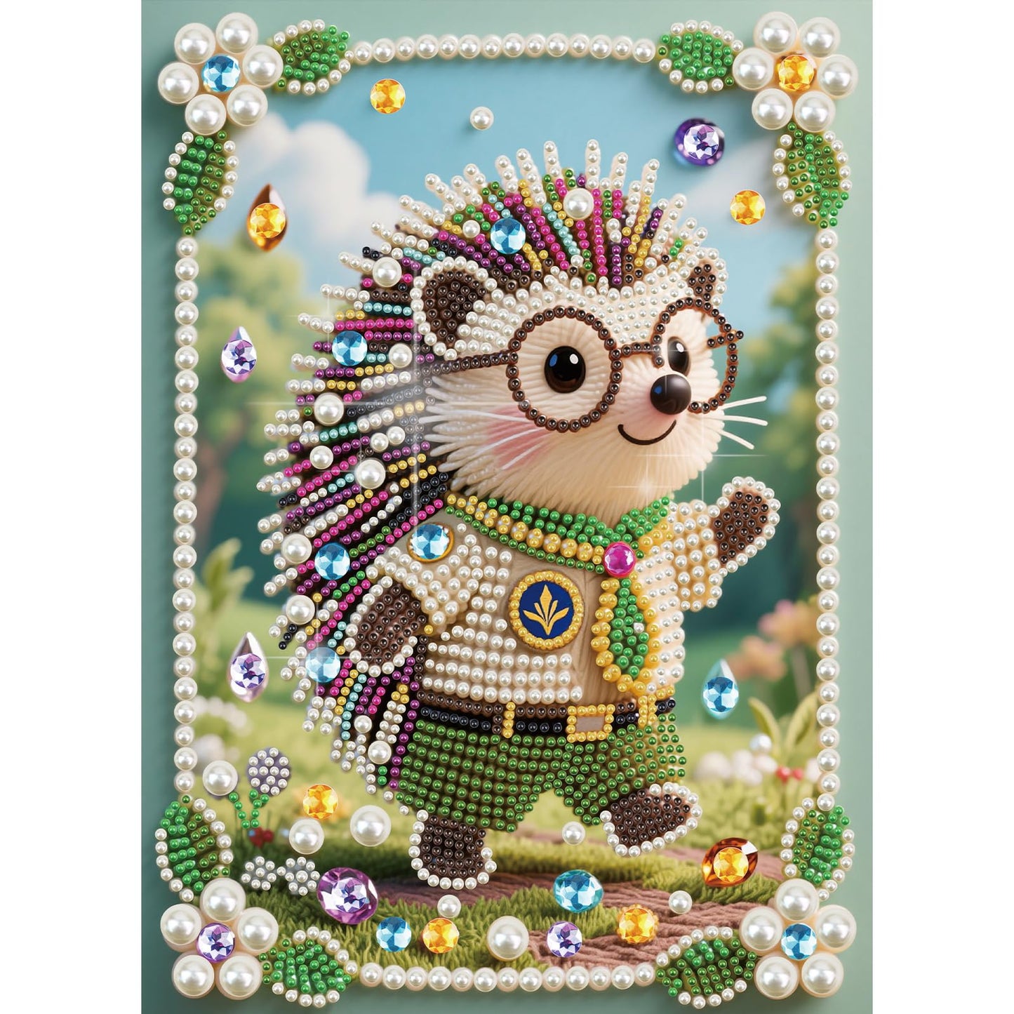 WSLWXSHM Pearl Diamond Painting Kits for Adults Hedgehog, 5D Special Shape Diamond Art Kits for Beginners, Crystal Rhinestones Diamond Painting for Home Wall Decoration Gift 12×16inch/30×40cm Animal