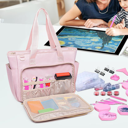 Fasrom Diamond Painting Carrying Case for A4 Light Pad, Accessories Storage Bag for A4 LED Light Box and Diamond Art Supplies, Pink (Empty Bag Only)