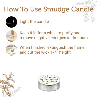SOUL STICKS 12 Pack Little Smudgies Tealight Candles Smudge Candle for Cleansing House, Meditation, Chakra Healing | Made with Crystals and Herbs (White Sage & Cinnamon)