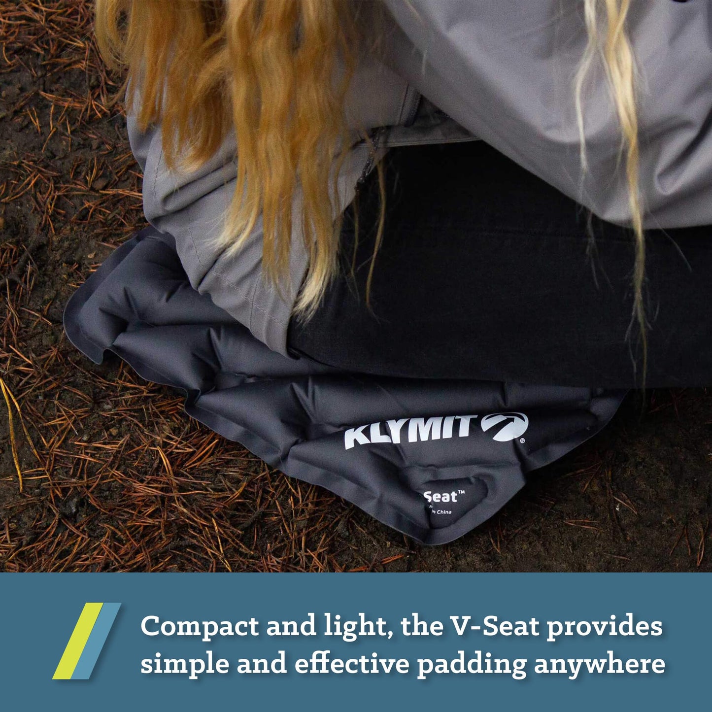 Klymit V Seat, Lightweight Inflatable Travel Cushion, Best for Camping, Bleachers, or Glassing Pad , Gray