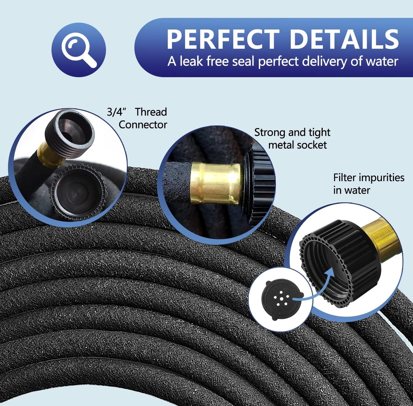 100 1/2 100 (100 Soaker Hose FT for Garden Beds, Rubber Garden Soaker Hoses FT with Connectors, Drip Irrigation