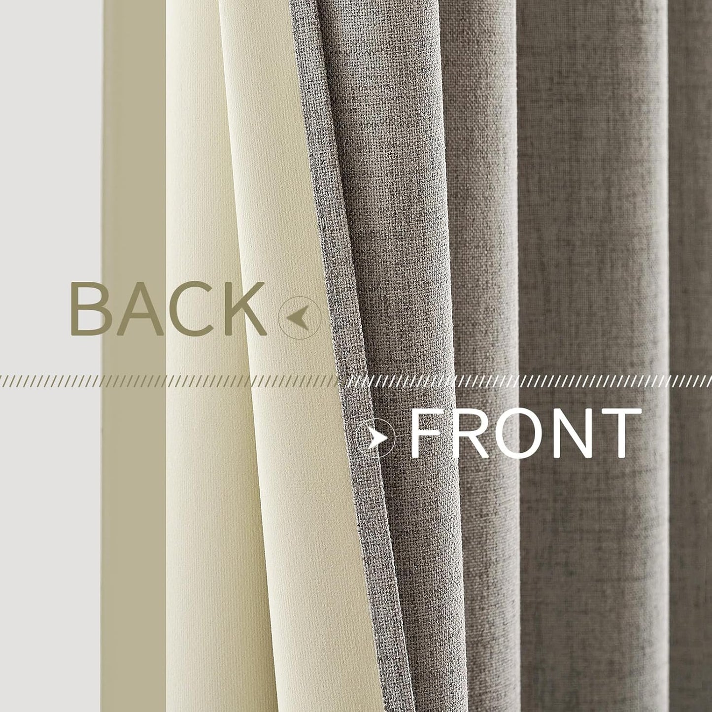 MIULEE Blackout Linen Curtains - 100% Thermal Insulated Greige Drapes | Room Darkening 52x84 Inch (2 Panels)