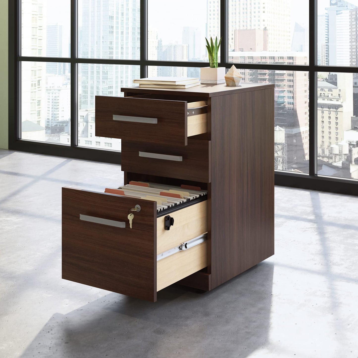 OfficeWorks by Sauder Affirm 3 Drawer Mobile File, Noble Elm Finish