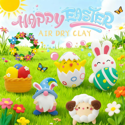 Loufor Air Dry Clay Kits Easter - Modeling Clay for Kids, Ultra Light & Soft, Safe & Non-Toxic, 12 Boxes Model Magic Clay with Sculpting Tools und Tutorials, DIY Creative Arts und Crafts Toys Gifts