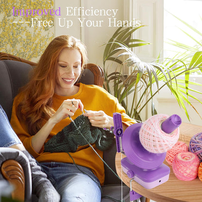 Electric Yarn Winder for Crocheting-Automatic Crochet Yarn Ball Winder for Perfect Neat Cakes-Stepless Speed with Strong Tension, Tangle-Free Knitting Gift for Seniors with Arthritic Hands(Purple)