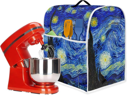Starry Night Stand Mixer Cover for Kitchen Aid 4.5-5 Quarts, Washable Dust Cover with Handle and Pocket for Small