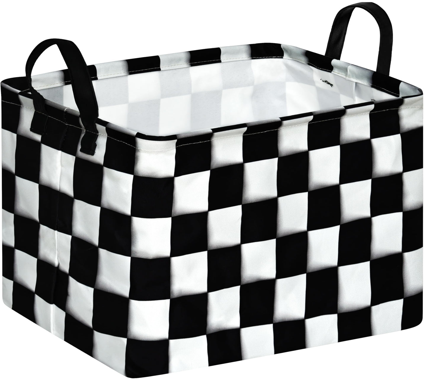 KUNRO Rectang Checkered Flag Storage Basket Gift Shelf Basket Storage Bin, Nursery Basket Organizer Box for With Handles for Room Deco