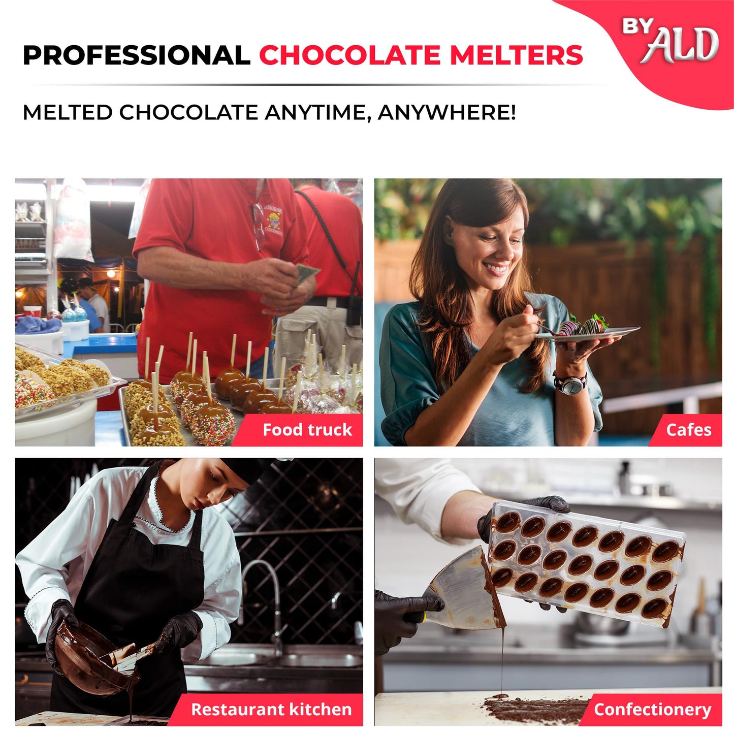 ALDKitchen Professional Chocolate Melting Pot – Dual 1.2L Stainless Steel Tanks, Manual Temperature Control, 110V, Ideal for Candy Making, Baking, and Dessert Decoration (4.5 lb (2.4 kg))