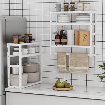 PPN Towel Rack Bathroom Storage Shelves Over The Toilet with Towel Bar, 100% Bamboo Adjustable Height Floating Shelf