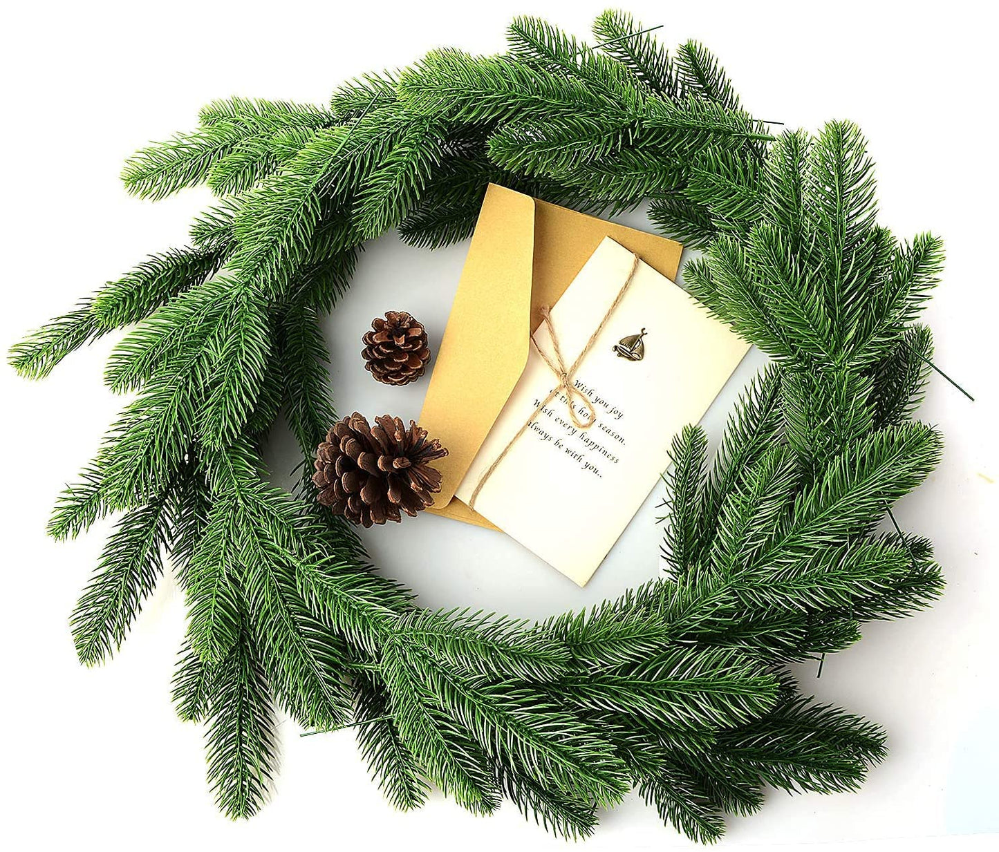 KLEWEE 60 Pcs Artificial Pine Branches, Christmas Tree Filler Branches, Realistic Faux Christmas Greenery Green Plants Pine Picks and Stems for Christmas Decorating Crafts Vase DIY Wreath Garland