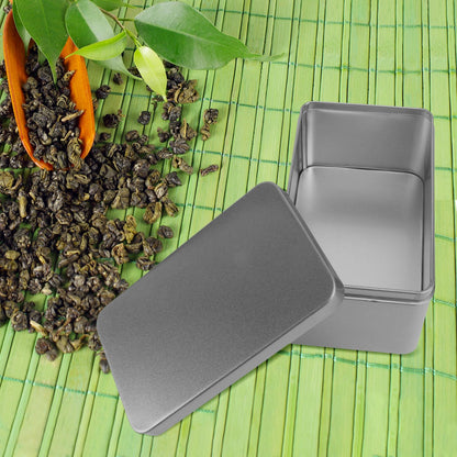 NUOBESTY Rectangular Tinplate Tea Leaf Storage Box 5.23X3.34X2.51In Mini Portable Metal Container with Lid for Home Organization Candies and Small Items