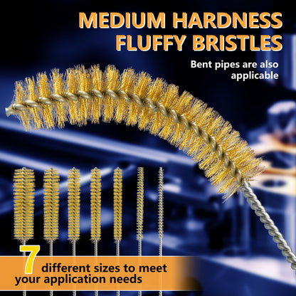 14pcs Brass Wire Brush Stainless Steel Wire Brushes Bottle Brush Set, 12" Round Wire Brushes, Tube Cleaning Brush for Pipe, Tube, Auto Parts, Bottles (6mm/8mm/10mm/12mm/15mm/20mm/22mm)