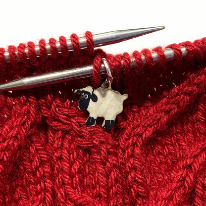 Pretty Warm Designs Sheep Stitch Markers with Storage Tin, Set of 6 Snag Free Rings Fits up to US 8 (5mm) Needles
