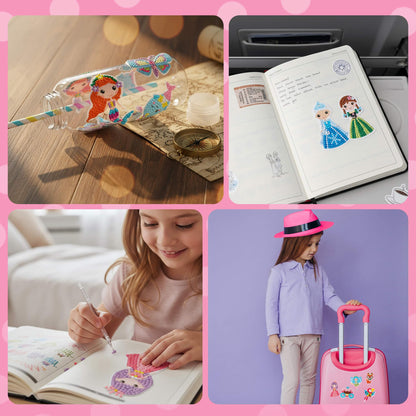 Cymbana Diamond Painting Kits for Kids 18 Pcs Princess and Their Buddy Gem Art Sticker for Kids Ages 6-8 8-12 Contains Unicorn, Mermaid
