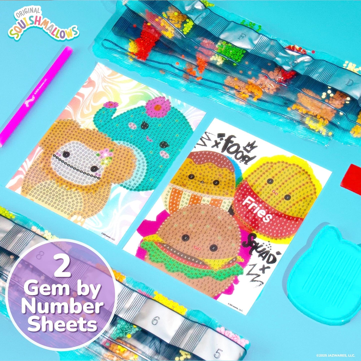 Squishmallows Original 4-in-1 Canvas Art Set, Paint by Numbers & Gem Art Crafts