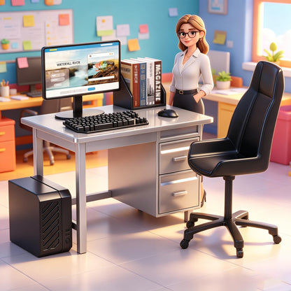 Dollhouse Furniture and Accessories,Miniature Office Furniture Set, Featuring a Desk, Chair, Rabbit, Computer, Bookshelves and Accessories, Suitable for Displaying Ideal Gifts