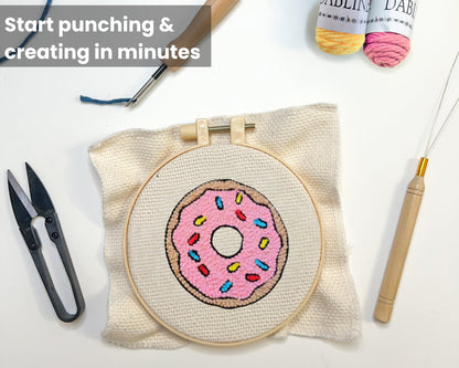 Dabline Punch Needle Kit for Beginners – 6 Pattern Punch Needle Coaster Set with Hoop, Needle, Threader, Yarn & Backing Fabric for Adults and Kids DIY Craft