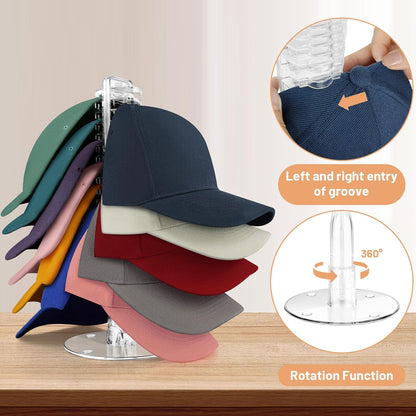 Hat Storage Organizer for Baseball Caps - Acrylic Hat Stand Holder for 48 Caps, Clear Display Storage