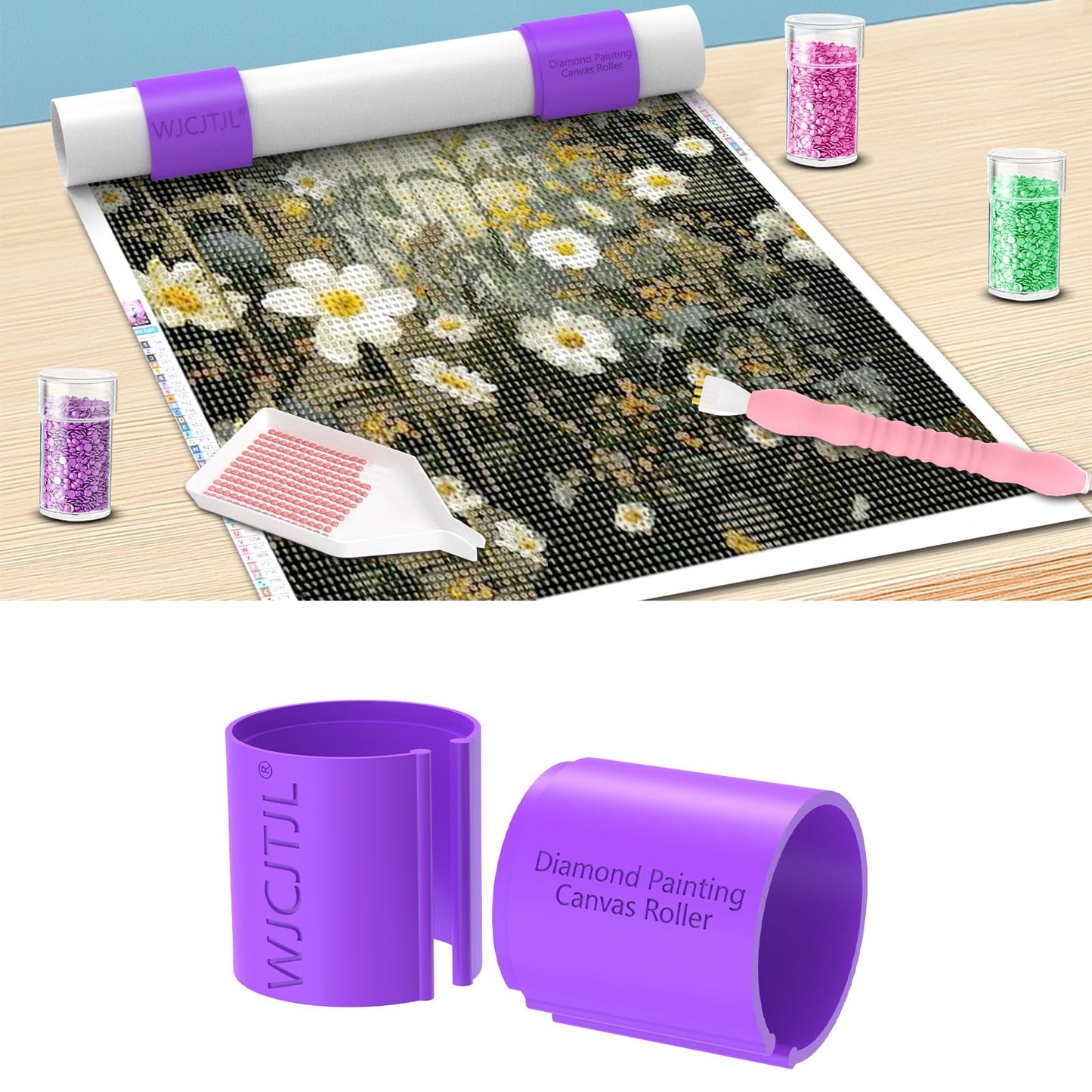 Diamond Painting Canvas Roll Holder – Anti-Roll Canvas Ring Organizer for Diamond Art Kits for Adults – Diamond Painting Art Accessories, Tool for Enhanced Diamond Painting Experience (Purple)