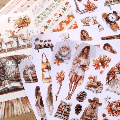Auguro A5 Size Journaling Stickers -200 Pre-Cut Washi Stickers for Junk Journal & Scrapbooking Transparent Reading Girls Journal Sticker