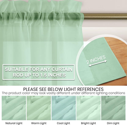 Oakias Green Sheer Curtains, 2 Panels Set 54" W x 84" L, 84 Inches Long Rod Pocket Voile Curtains for Living Room &