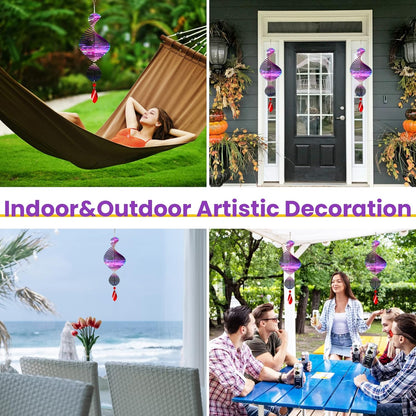 Wind Spinners, 3D Hanging Wind Spinner for Yard and Garden, Metal Flowers Outdoor Hanging Decor