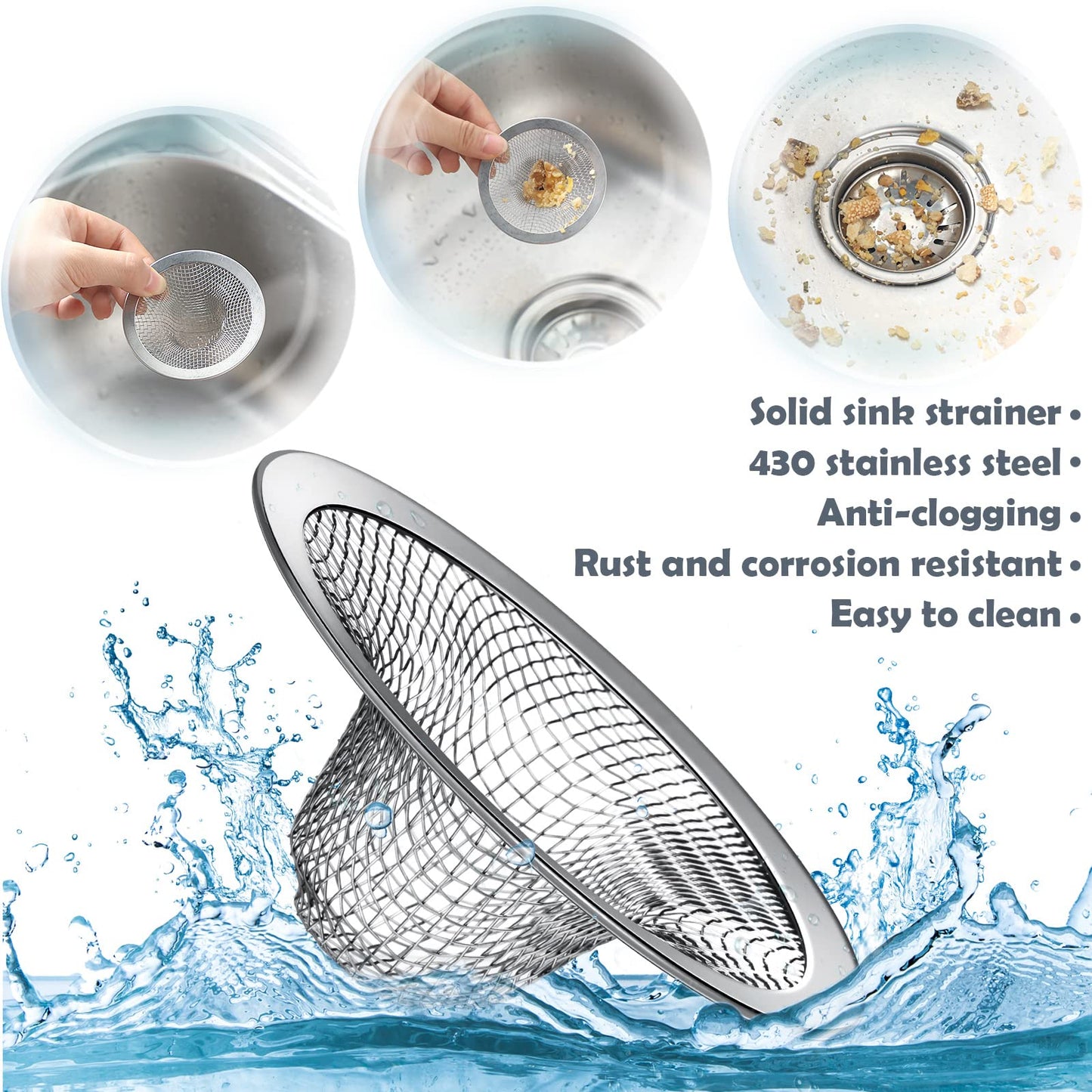 Shimeyao 100 Pcs 2.75 Mesh Sink Strainers Stainless Steel Drain Strainer Mesh Shower Drain Hair Catchers for Bathroom Kitchen for Lavatory Balcony Laundry Mop Pool RV Sink