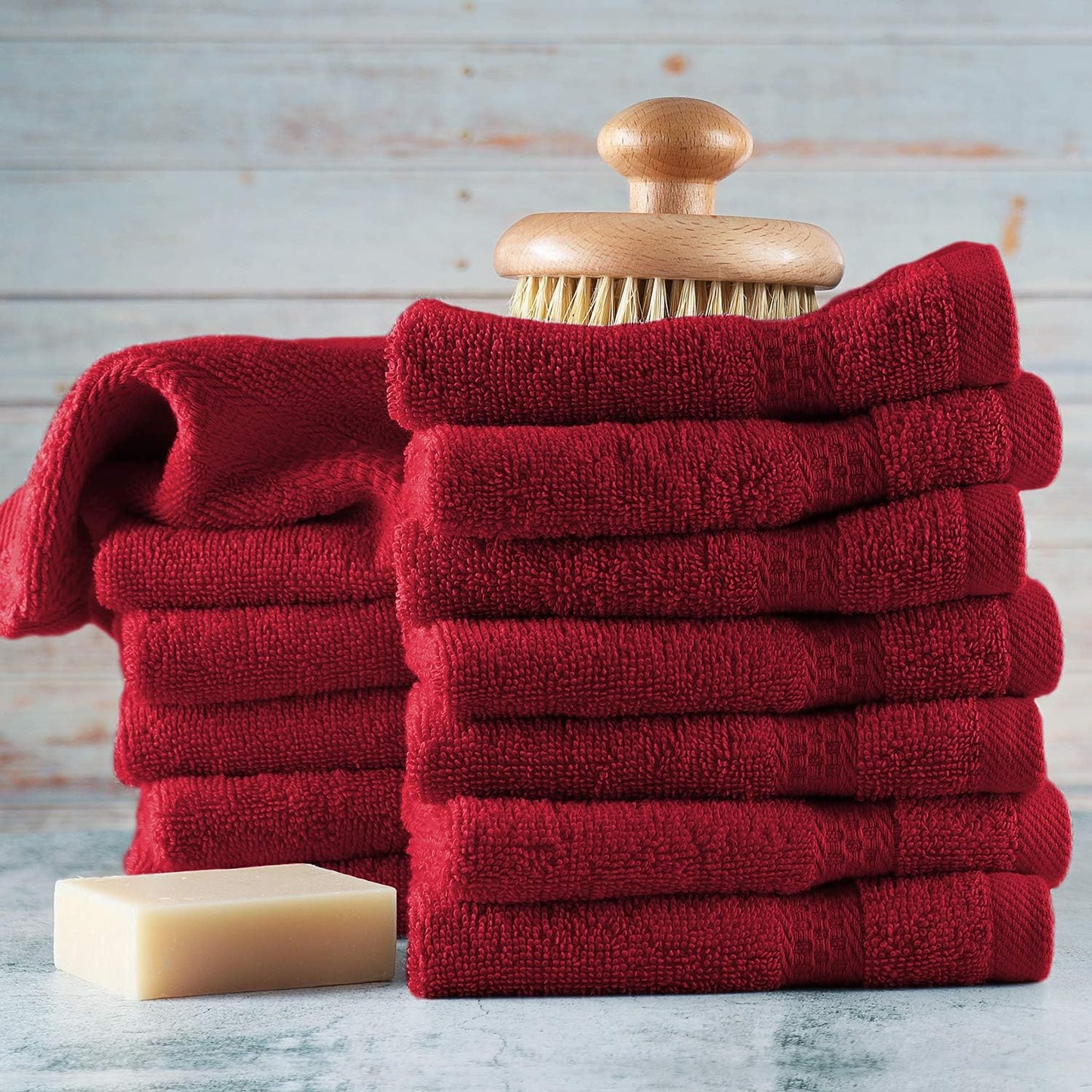 12 Pack 100% 13"x13" Hearth & Harbor Washcloths - Cotton Washcloth for Body and face, High Absorbent and Soft Body Wash
