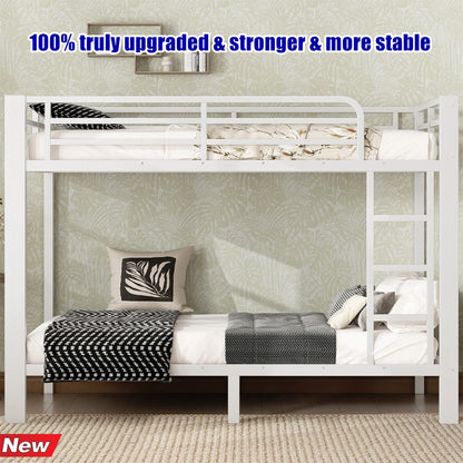 LUCALEO Stronger & Safer Heavy Duty Steel Twin XL Over Twin XL Size Bunk Bed Frame, Thickened More Stable Metal Bunkbeds (Easier to Assemble) (Twin XL,White)