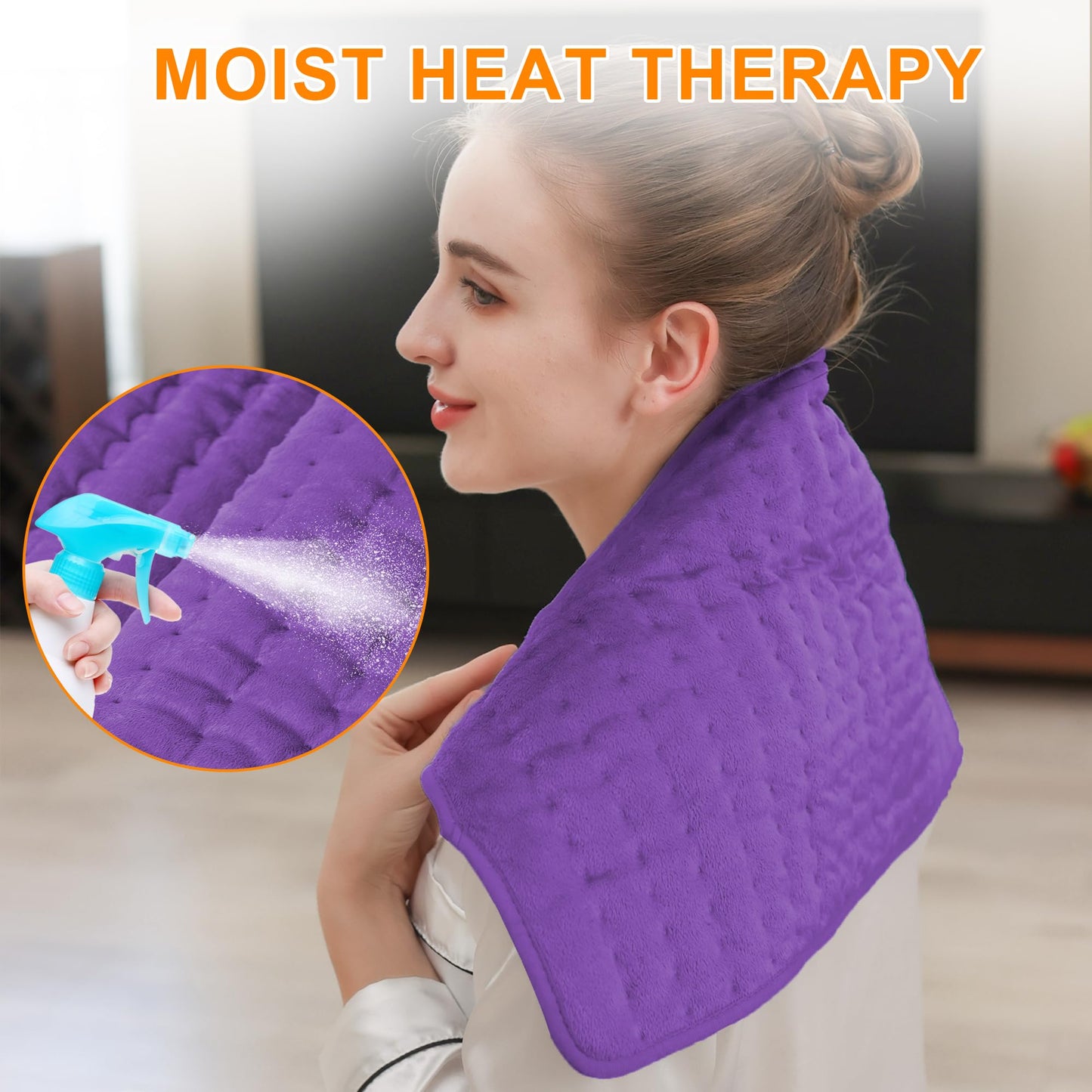 Heating Pad,Electric Heating Pads for Back,Neck,Abdomen,Moist Heating Pad for Shoulder,Knee,Arms,Legs,Dry/Moist Heat & Auto Shut Off,Birthday Gifts for Men and Women(Light Gray, 24''×12'')