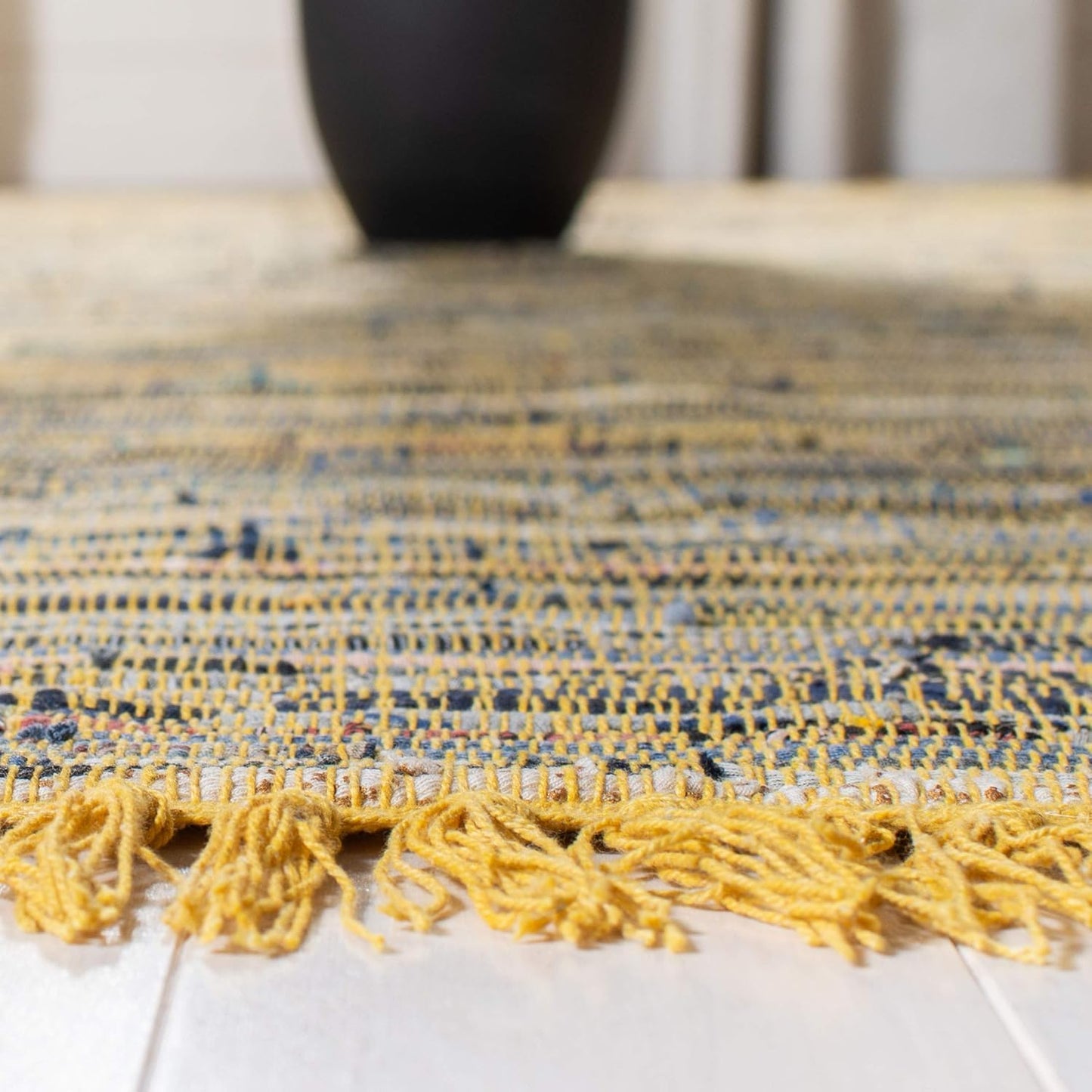 SAFAVIEH Rag Rug Collection Accent Rug - 2'3" x 5', Yellow & Multi, Handmade Boho Stripe Cotton Rug