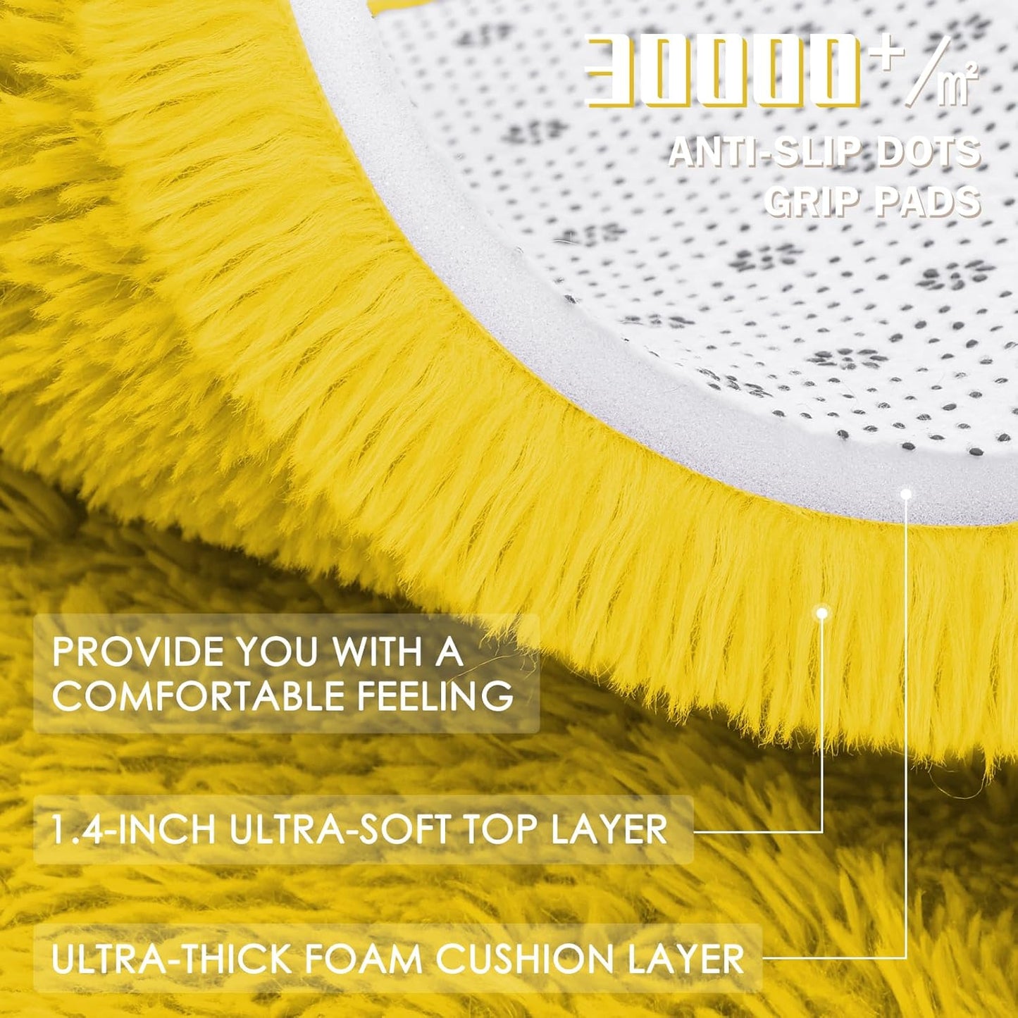 OLANLY Yellow Round Rug - Soft & Fluffy 3 ft Circle Area Rug for Bedroom, Living Room & Nursery Decor