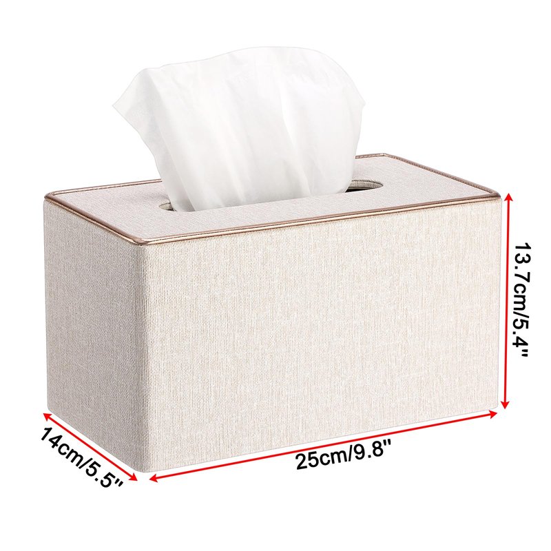 Sumnacon Rectangular Linen Tissue Box Cover - Stylish Tissue Box Holder with Magnetic Bottom, Decorative Tissue Box for Bathroom Toilet Vanity Night Stand Table Countertop Office, Beige Linen Texture