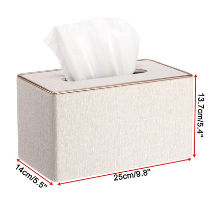 Sumnacon Rectangular Linen Tissue Box Cover - Stylish Tissue Box Holder with Magnetic Bottom, Decorative Tissue Box for Bathroom Toilet Vanity Night Stand Table Countertop Office, Beige Linen Texture