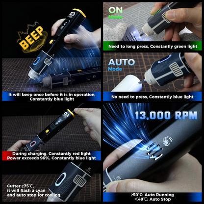 JAKEMY Cordless Ultrasonic Cutter, Micro Fan/3 Cutting Modes, 2 In 1 Wireless Ultrasonic Cutting Tool Knife, Portable 35W Hot Knife for Plastic Cutting/Modelmaking/Woodcarving/Grinding/Hobby/Craft DIY