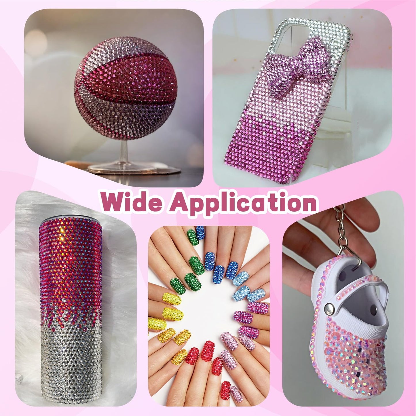 20000Pcs Pink Rhinestones for Bedazzling Kit with 3Pcs B7000 Jewelry Glue, Resin Rhinestones for Crafting Crafts，Bedazzler Kit Flatback Gems for Clothing Shoes Tumblers Nail Art