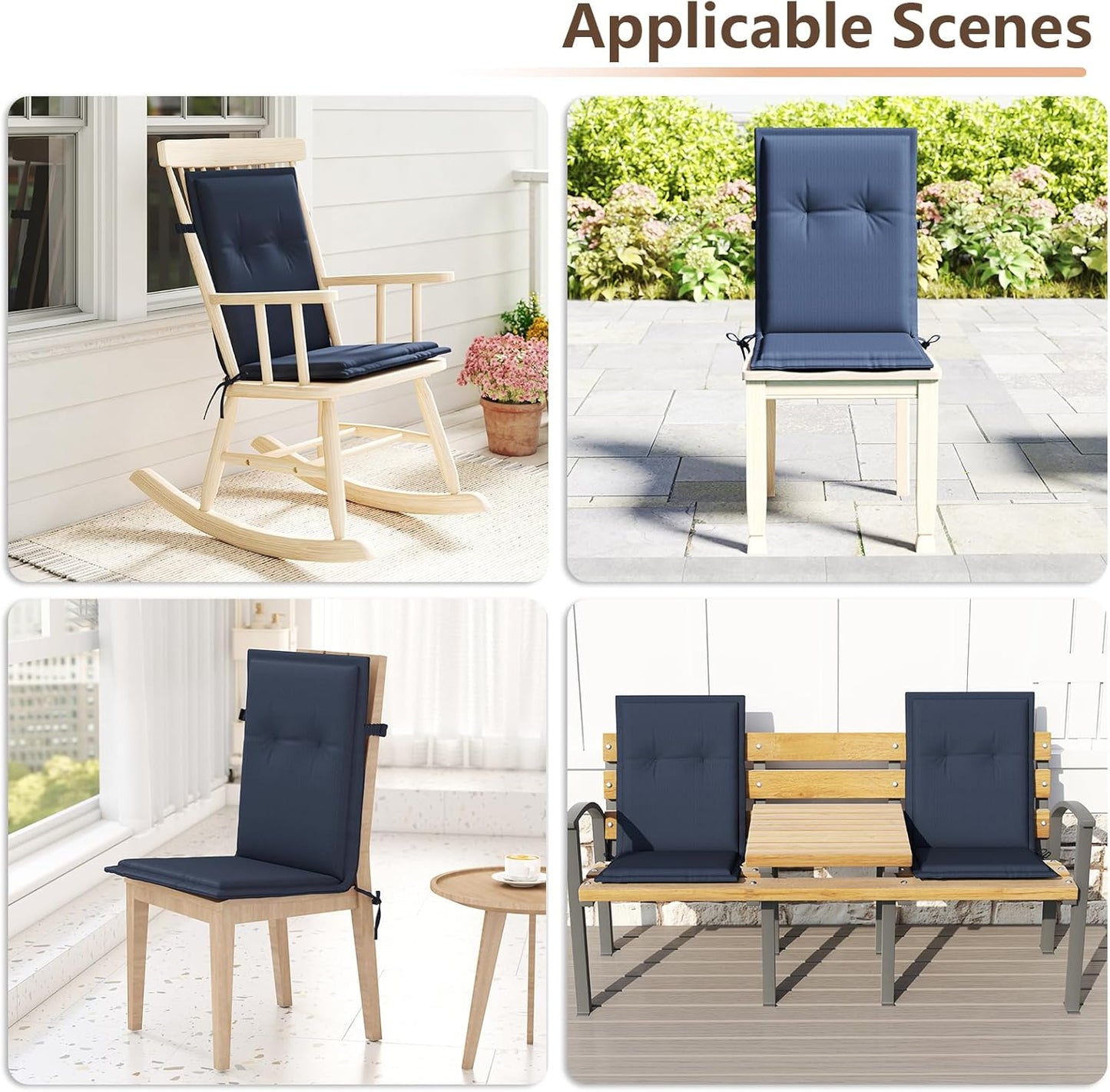 18" 42" 1.5", Set 2 C-Hopetree Indoor High Back Rocking Chair Cushions for Glider and Swivel Rocker, Outdoor