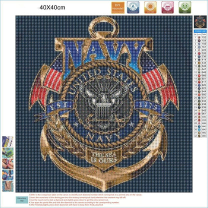 DIYPAINTING DIY 5D Diamond Art Painting by Number Kits for Adults Navy 16X16 inches Full Round Drill Rhinestone Embroidery for Wall Decoration