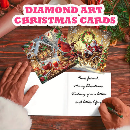 YOKUSHI 12 PCS Diamond Art Painting Christmas Greeting Cards with Envelopes, Snowman Craft DIY Card Making Kits for Adults Gifts (Christmas)