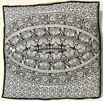 24 Black White Elephant Flower Mandala Mandala Barmeri Large Floor Pillow Cover Cushion Meditation Seating Ottoman