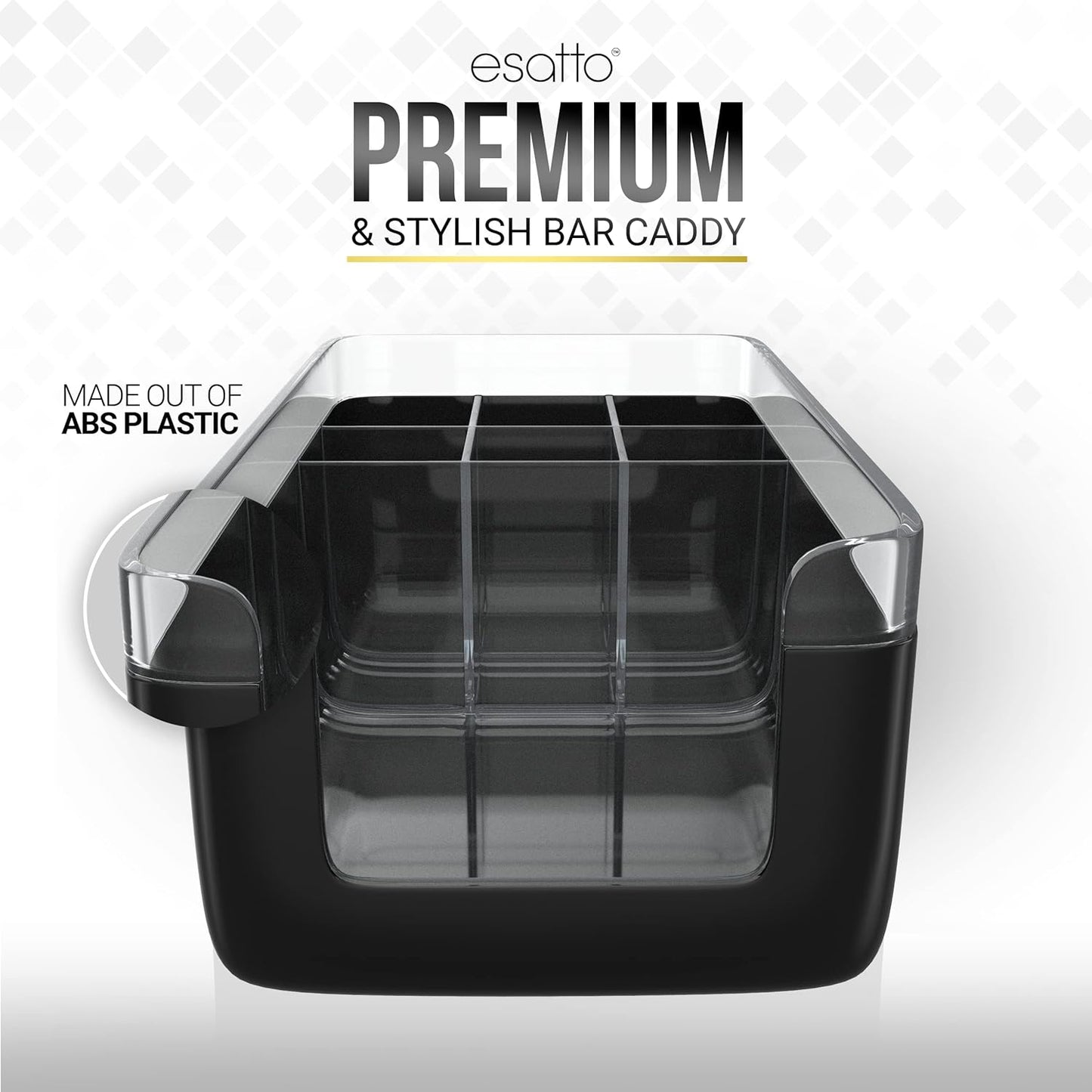 12 12 Esatto Professional Bar Products Premium Bar Caddy (Black), Used to Easily Organize Bar Items and Workspace