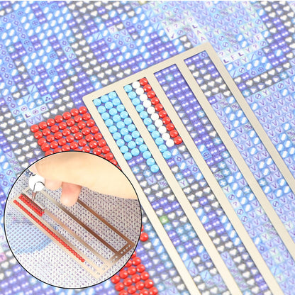 10 Pieces Diamond Painting Ruler Stainless Steel DiamondArt Ruler Alignment Tool, 1/2/3/4 Row for Round and Square Diamond Painting Tools for Full or Partial Diamonds, Diamond Painting Guide