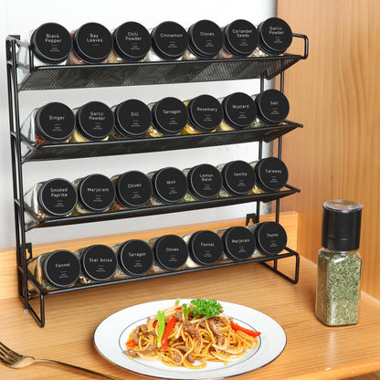 ComSaf 6Pcs 4oz Glass Spice Jars with Shaker Lids, 21 Labels, Spice Jars Trial Set & Supplement Set, Empty Spice Containers and Square Spice Bottles for Kitchen and Seasoning