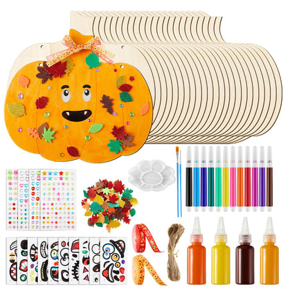 Faccito 24 Pcs Thanksgiving Large Wooden Pumpkin Cutouts 11 Inches Unfinished Wooden Cutout Blank Pumpkin Shape Painting Kits
